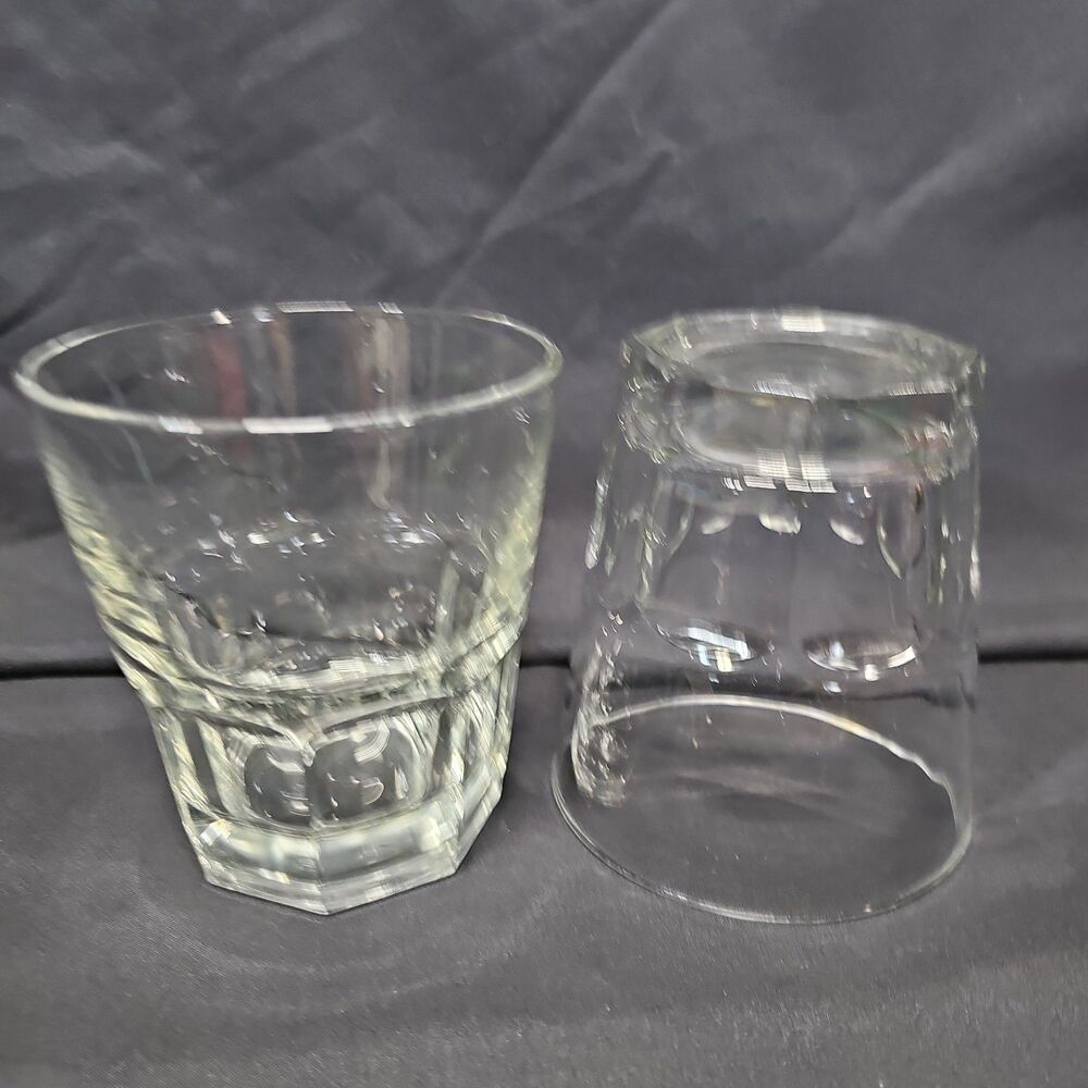 Thick Glass Set Of 2 - Anchor Hocking Old Fashioned - 8 Panel Glasses